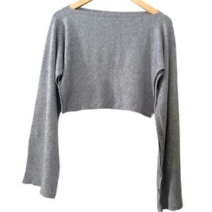 MAGLIFICIO ALFA Italy Gray Wide-neck Cropped Sweater